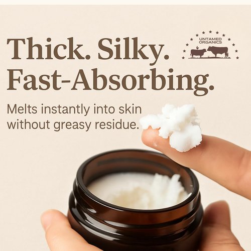 Untamed Organics Handmade Tallow, Castor Oil, and Frankincense Oil Skin Balm - 100% Grass-Fed Tallow for Skin Care - Face & Body Moisturizer for Sensitive Skin, Eczema All-Purpose Balm - 2 FL. oz.