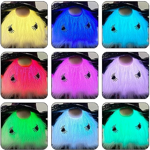 Halloween Lighted Gnome Tabletop Decorations - 17 Inches, Color Changing LED, Dangling Legs - Set of 2