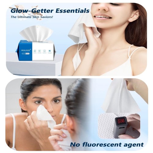 Disposable face towel,MIXUISEE thick and soft face towels,100% cotton face towels,super thick 150%. Suitable for makeup removal and cleansing, and applicable to sensitive skin(Extra thick 150 pieces)