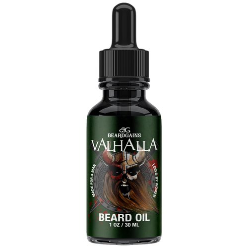 Beard Gains Beard Oil for Men - Organic Beard Growth Oil, Moisturizer & Conditioner, Softens & Strengthens Facial Hair, Reduces Itch, Promotes Healthy Beard (1oz, Valhalla)