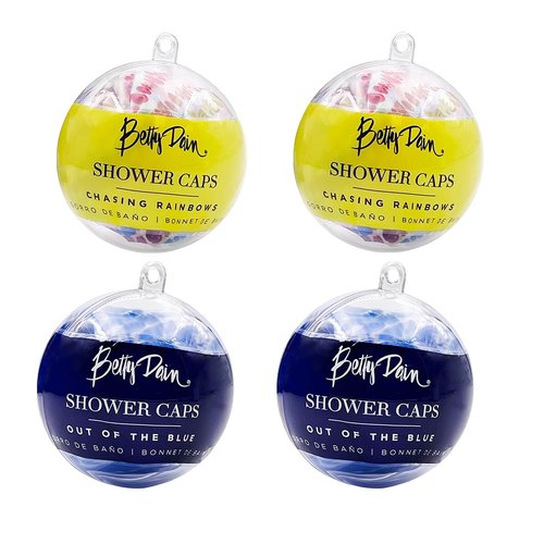 Betty Dain Reusable Vinyl Shower Cap & Bath Cap (4 Pack), Frosted PEVA Elastic Stretch Hem. Waterproof Stretchy Hair Cap for all Hair Lengths - Hipster Collection