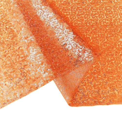 Orange Sequin Table Runner Set - 6 Pieces 12x72 Inches for Party & Wedding Decor
