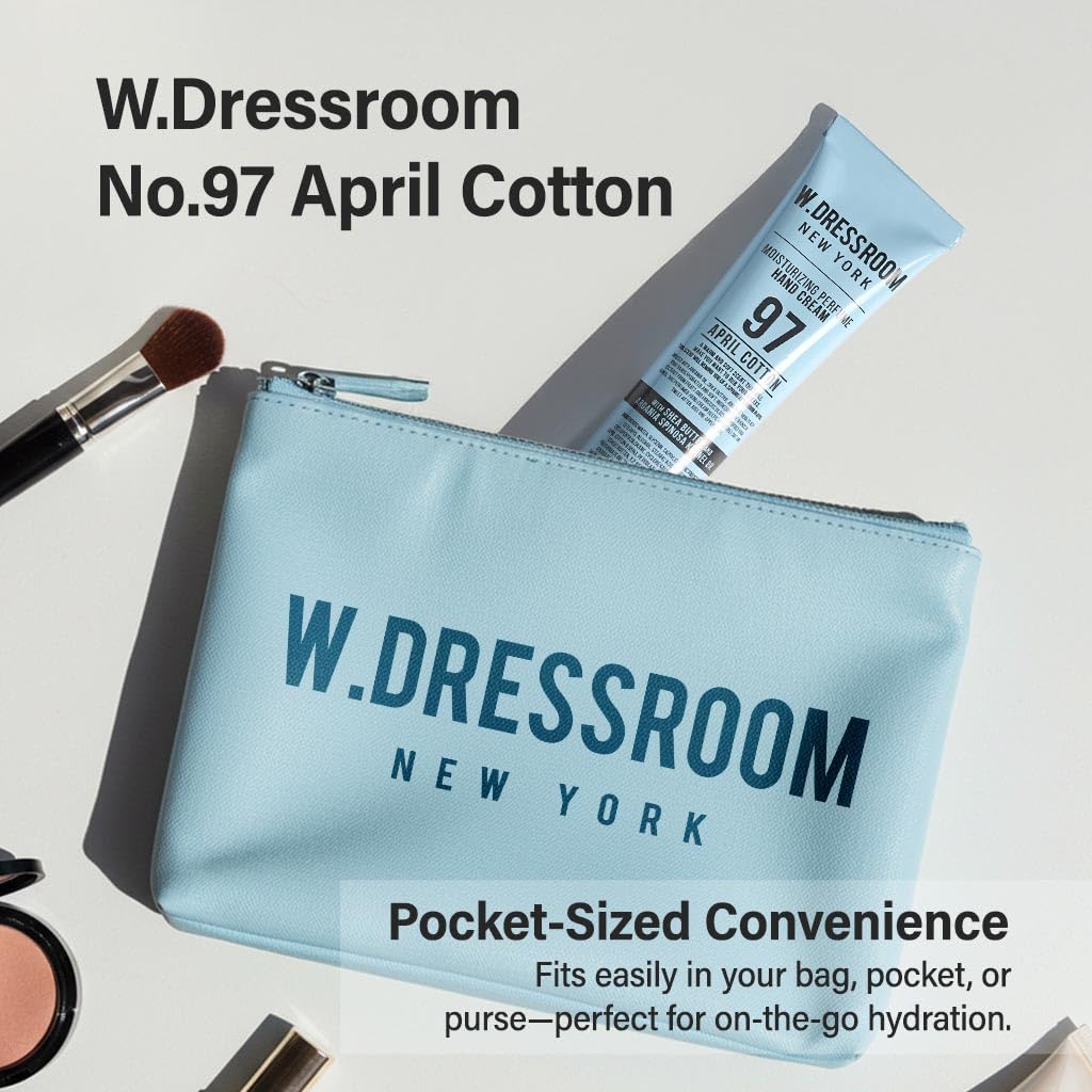 W.Dressroom Moisturizing Hand Cream for Dry Hands, Non-Greasy, Quick-Absorbing Korean Hand Lotion, Travel Size 1.69 fl oz (50 ml), No.97 April Cotton Scent