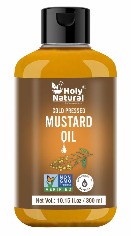 Mustard Oil (10.15 FL Oz/300 ml) - Cold pressed, Pure & Natural, Cold-Pressed, No GMO, Untreated and Unrefined I Packed with omega 3 and omega 6 fatty acids