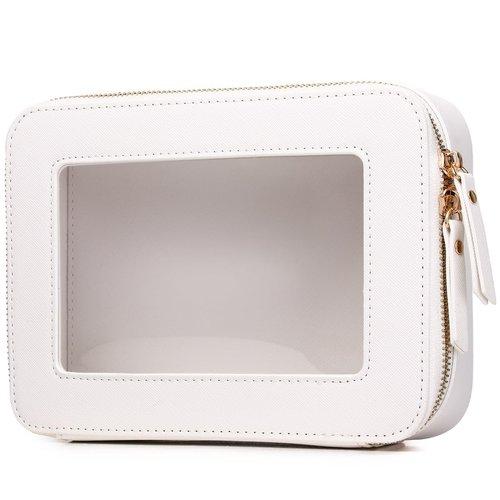 LOFOWN Clear Makeup Bag Women's Waterproof Travel Cosmetic Case and Toiletry Bag Portable Makeup Organizer Bag Car Essential with Zipper (White, M-1)