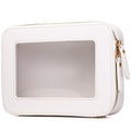 LOFOWN Clear Makeup Bag Women's Waterproof Travel Cosmetic Case and Toiletry Bag Portable Makeup Organizer Bag Car Essential with Zipper (White, M-1)