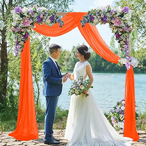 Orange Chiffon Wedding Arch Draping Fabric - 29" x 19FT, 2 Panels, Elegant Backdrop for Wedding & Party Decorations