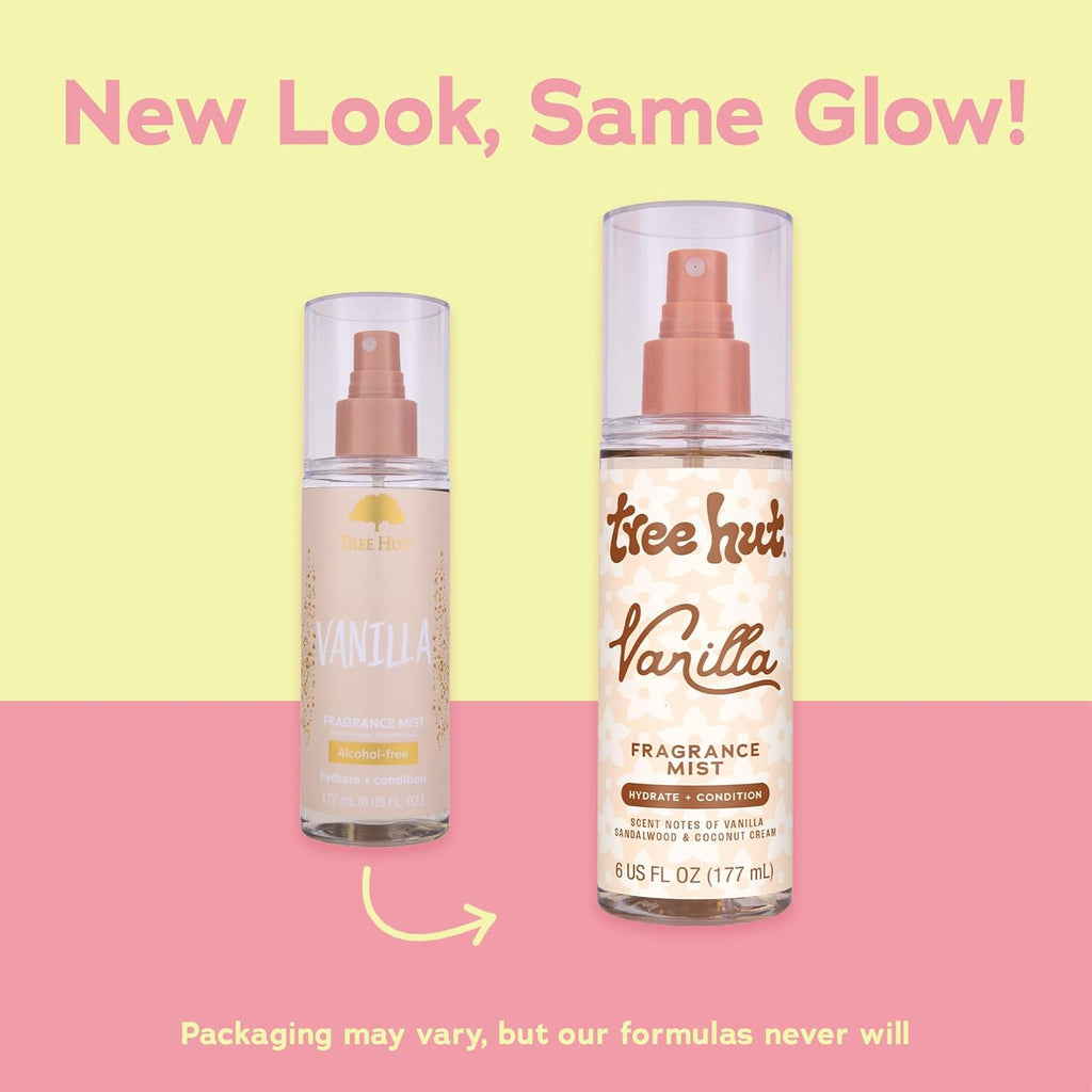 Tree Hut Vanilla Hair & Body Mist - Hydrating, Alcohol-Free Body Spray with Vanilla, Sandalwood & Coconut | 6 Fl Oz