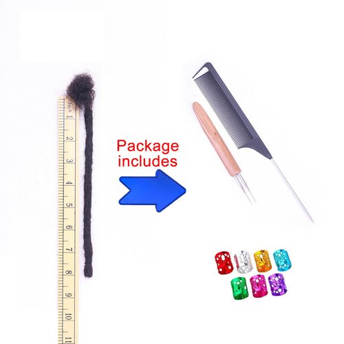 100% Real Human Hair Dreadlock Extensions, ADIASAI 0.8cm Thickness 8 Inch 30 Strands Can Be Dyed and Bleached Full Hand-made Loc Extensions for Men Women Kids 100% Unprocessed Natural Black