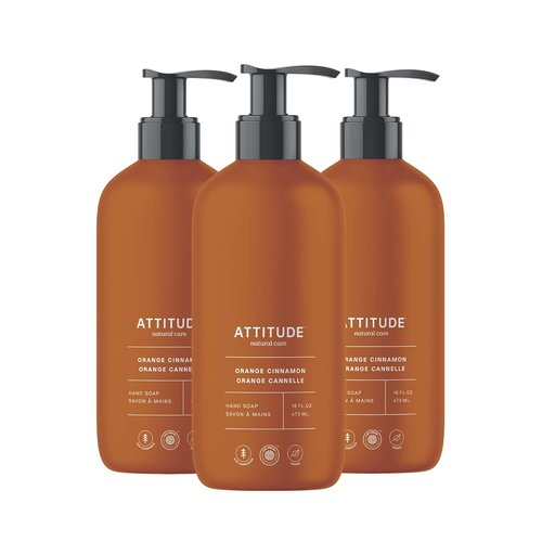 ATTITUDE Limited Edition Liquid Hand Soap - EWG Verified, Vegan & Plant-Based, Orange Cinnamon | 16 Fl Oz (Pack of 3)