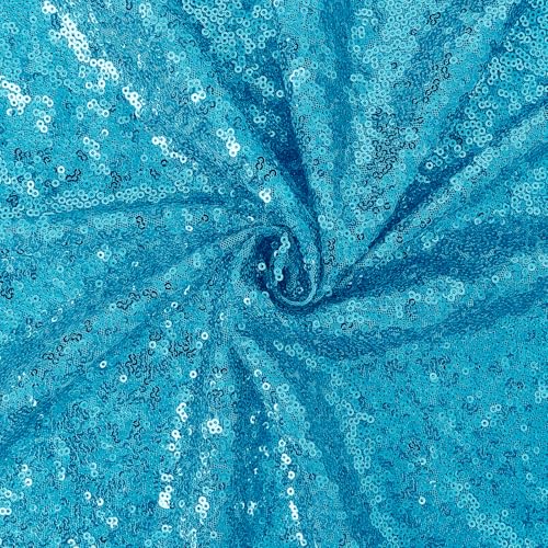 Turquoise Sequin Tablecloth 50x80 Inch for Weddings & Events - Sparkly Party Decor