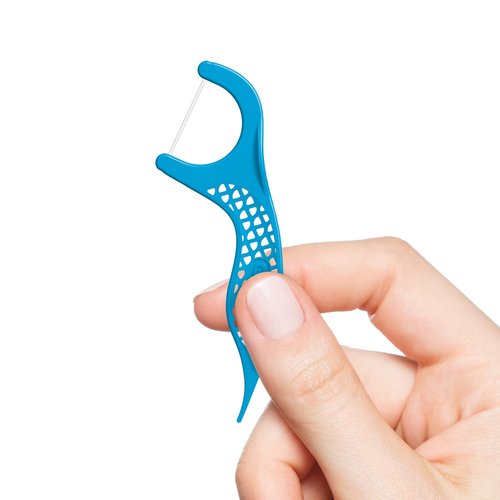 GUM Advanced Care Floss Picks - Dental Flossers for Adults with Vitamin E and Fluoride - Extra Strong Shred-Resistant Dental Floss, Easy Grip Handle, Fresh Mint Flavor, 90 Count (Pack of 6)