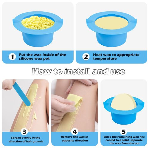 2Pcs Non-Stick Silicone Wax Warmer Liner Kit with Spatulas for Hair Removal