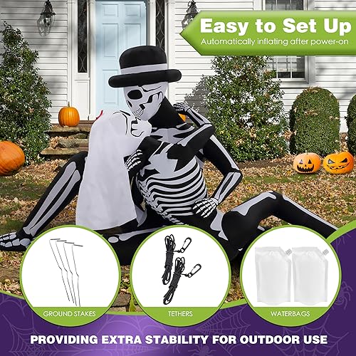 Halloween Inflatable Skeleton Couple - 8.5 FT Cuddling Spooky Decor with LED Lights - Variation of This Listing