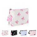 Playexen Mini Makeup Bag, Small Bow Tie Cosmetic Bag for Purse with Keychain, Portable XS Travel Makeup Pouch for Daily Use (Pink)
