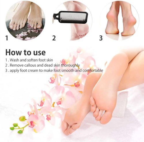Skiennix Foot File - Stainless Steel Callus Remover for Professional Pedicure | Ideal for Wet & Dry Feet