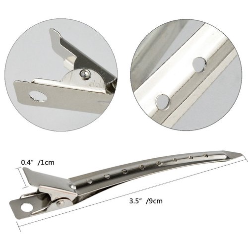 Bantoye Duck Bill Clips - 3.5 Inches Rustproof Metal Alligator Curl Clips for Hair Styling | Silver - 24 Packs