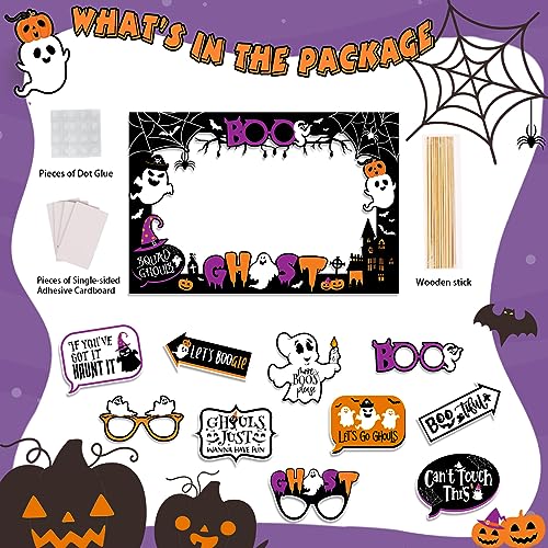 Halloween Photo Booth Props Set Ghost Pumpkin Spiders Bat Selfie Decorations