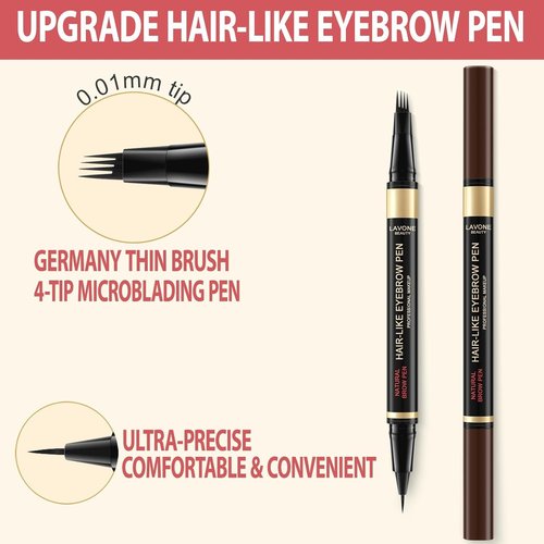 Skiennix Eyebrow Pencil Kit - Waterproof Microblading Pen & Gel, Long-Lasting Makeup - Blonde