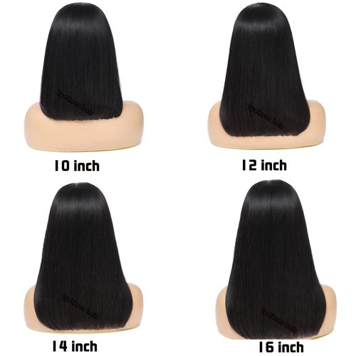 LYOLKSER 13x4 lace front wigs human hair indian remy straight bob wig human hair pre plucked natural color 10 inch