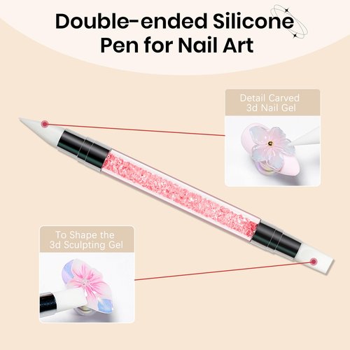 SUPWEE 3D Nail Gel Sculpting Gels for Nail Art, Clear&White Hard Solid Builder Gel Non-Sticky Extension for Carving Molding with Silicone Mold Silicone Pen Designs DIY Manicure at Home