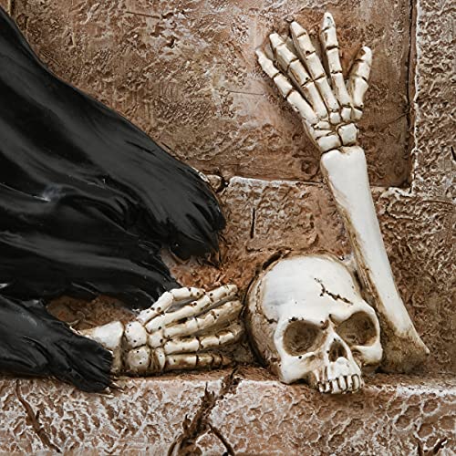 Halloween Skeleton Grim Reaper Decoration with Gravestone - 16 Inches