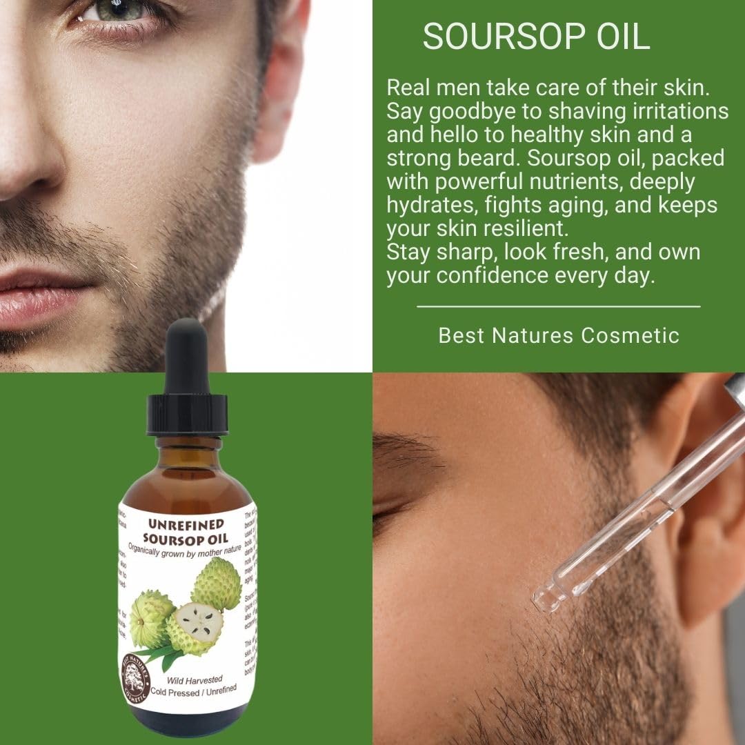 Virgin Soursop Oil (Anona Muricata, Graviola, Guanabana) – 100% Pure, Organic, Cold-Pressed, Unrefined – 1oz - 30ml – Natural Facial Oil & Moisturizer for Dry, Damaged, or Sensitive Skin.