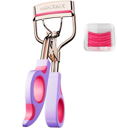 Eye Lash Curler with 6 Replacement Pads, Whalrace Eyelash Curlers Superior Curling Effect, Beautiful and Easy to Identify, Valentine's Day Gift for Her, Beauty Enthusiasts -Rose Gold Purple Red