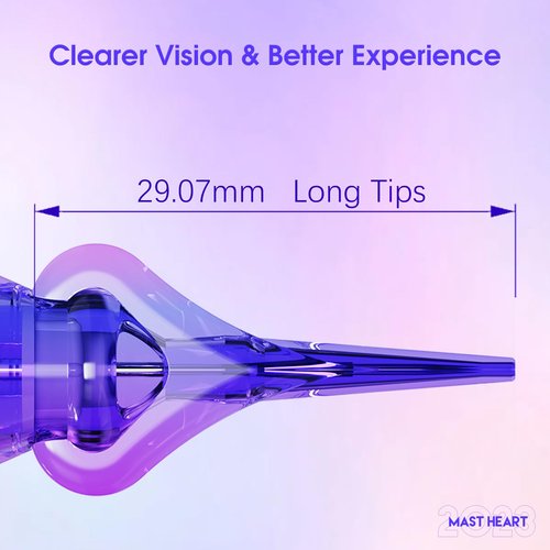 Mast Heart Tattoo Needles Cartridges 20Pcs Disposable Round Liner 1201RL Long Tips for Precision & Style