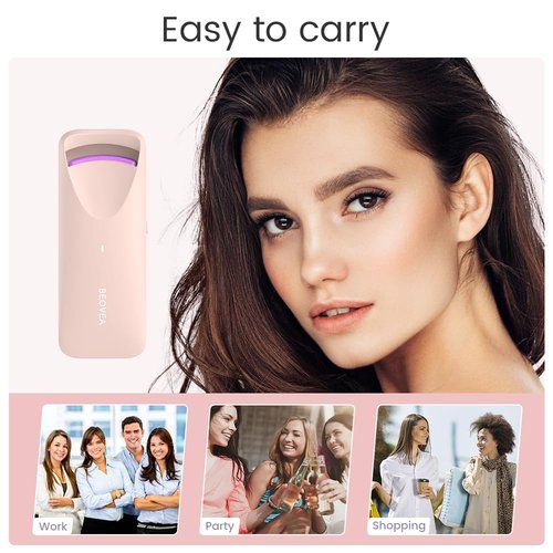 Heated Eyelash Curler - Electric Eyelash Curler with Heat Sensitive Silicone Pad, Type-C Rechargeable Mini Lash Curler, 8s Fast Heating 24hrs Long Lasting Lash Lift to Style Natural Eyelashes