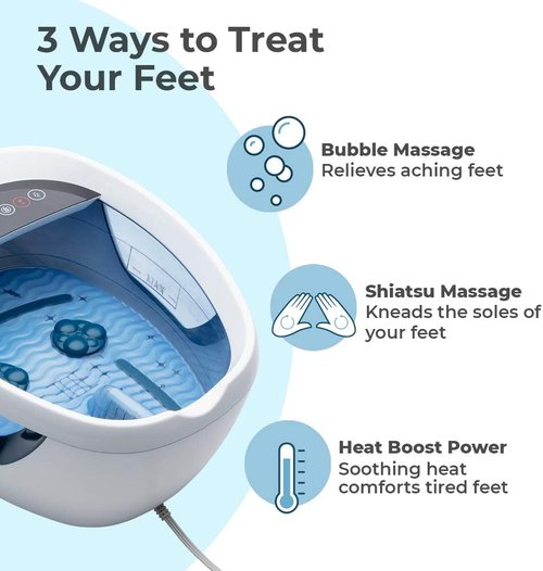 Homedics Shiatsu Bliss Footbath - Deep Kneading Foot Spa Massager with Heat Boost & Vibrating Bubbles