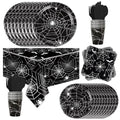Halloween Spider Web Disposable Dinnerware Set with Plates Napkins & Cutlery