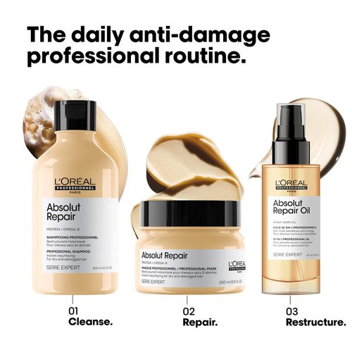 L'Oreal Professionnel Paris Absolut Repair 10-in-1 Oil - Nourishing Hair Oil for Dry, Damaged Hair | Repairs & Adds Shine