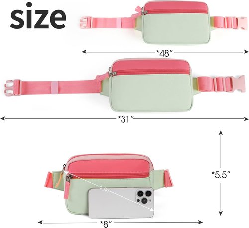 Skiennix Fanny Pack - Trendy Colorblock Crossbody Bag for Girls | Adjustable Belt for Travel Essentials