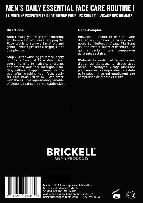 Brickell Men's Skincare Gift Set - Daily Essential Face Care Routine with Gel Cleanser & Moisturizer