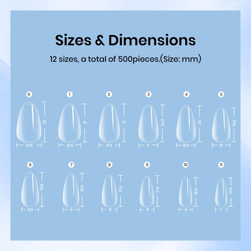 Beetles Gel Nail Kit 504Pcs Short Almond Gel Nail Tips with 9 in 1 Nail Glue Nail Extension Set Uv Led Lamp Acrylic False Tips Kit DIY Nails Art Gifts for Women