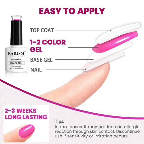 RARJSM Pearlescent Gel Nail Polish Fuscia Pink Purple Shell Glitter Shimmer Iridescent Mermaid Nail Gel Polish Soak Off LED UV Curing Requires Swirl Thread Effect DIY Manicure Use 7.5ML Summer Nail