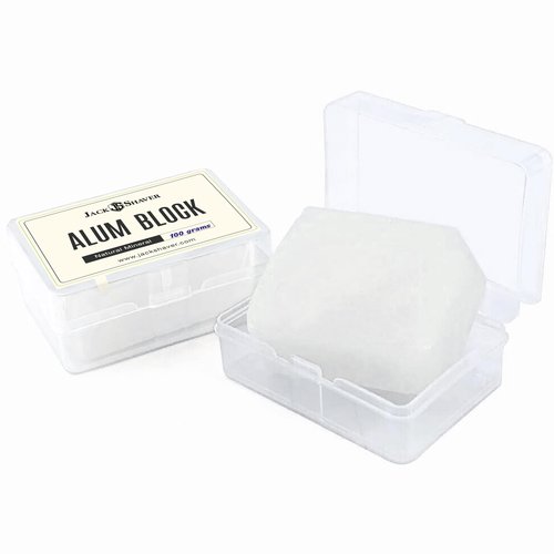Jack Shaver® Natural Alum Block in Plastic Case (107 g./3.7 oz.) Aftershave Blood Stopper Antiseptic Astringent Soothing Solution for Shaving Razor Burn Relief