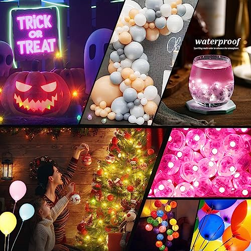 200pcs Pink Mini LED Balloon Lights - Tiny Round Lamp for Party & Wedding Decor