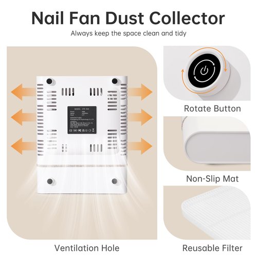 CHRISTINE SHELLY Nail Dust Collector, Bling Diamond Cordless Rechargeable 5000RPM Vacuum Nail Tech Fan Extractor, 12000mAh Professional Nail Duster Suction, Low Noise, Salon&Home