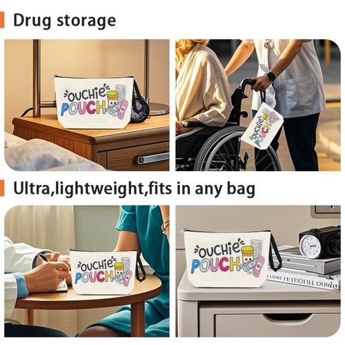 The Ouch Pouch Medicine First Aid Bag for Travel Camping Toiletry Bags with Zipper First Aid Kit Meds Storage Bag Funny Ouchie Pouch for Daughter Friend Birthday Christmas Gifts for Women Men