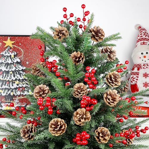 Natural Pine Cone Decorations - 15pcs 30cm Pine Cone Picks for Holiday & DIY Crafts