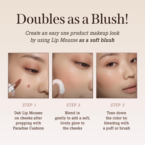 DEARDAHLIA Paradise Dream Velvet Lip Mousse (October) - Vegan Soft-Matte Lip Tint with Lightweight, Buildable, Long-Lasting Color, Whipped Mousse Texture. Cruelty-Free. 0.21 Fl oz