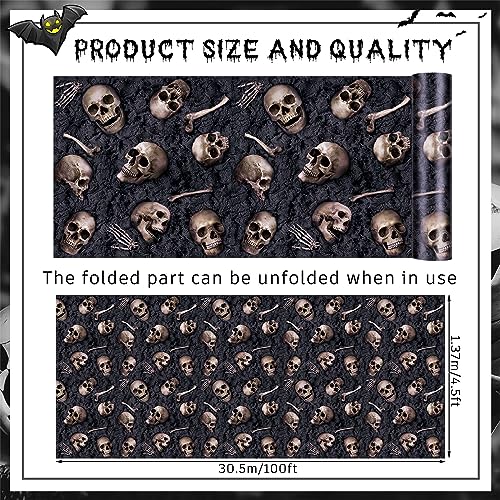 Halloween Skeleton Tablecloth 100 ft x 54 in Plastic Backdrop for Parties
