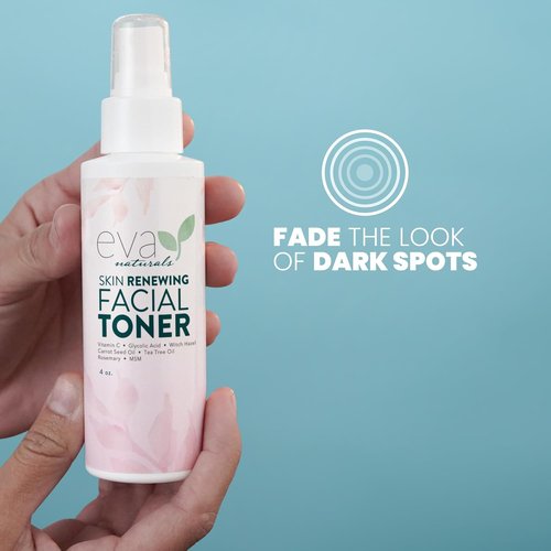 Eva Naturals Witch Hazel Face Toner - Hydrating & Clarifying with Glycolic Acid, Vitamin C & Aloe (4oz)
