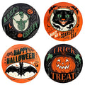 Medium Assorted Halloween Canape Plates - Set of 4, 6 Inch Ceramic Dinnerware