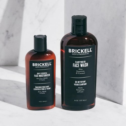 Brickell Men's Daily Essential Face Care Set - Gel Facial Cleanser & Moisturizer | Natural & Organic Skincare Gift