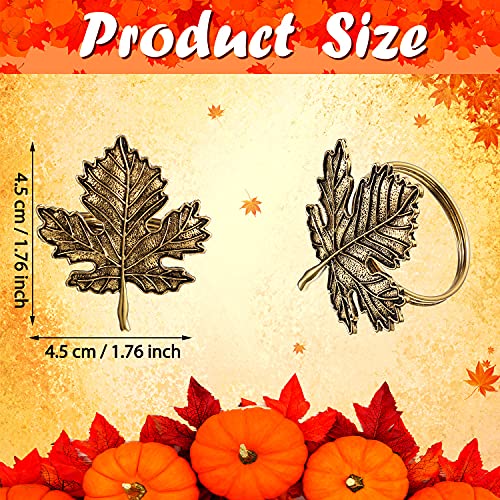 Bronze Fall Maple Leaf Napkin Rings Set - 12 Pieces for Dining Table Decor