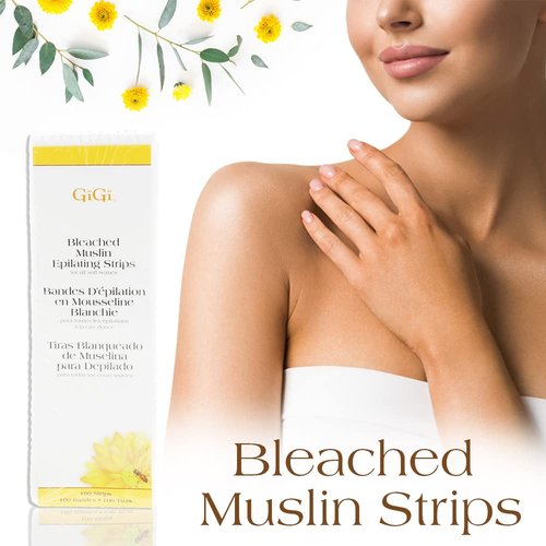 Gigi Bleached Muslin Epilating Strips for Soft Wax - Professional Hair Removal Wax Strips for Waxing, (3”X9”), 100 Strips, 1 Pack
