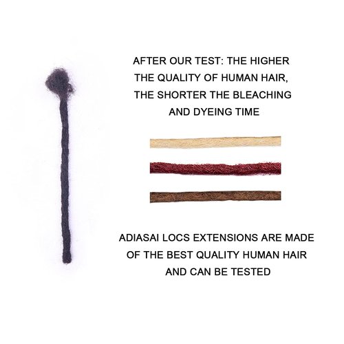 100% Real Human Hair Dreadlock Extensions, ADIASAI 0.8cm Thickness 8 Inch 30 Strands Can Be Dyed and Bleached Full Hand-made Loc Extensions for Men Women Kids 100% Unprocessed Natural Black